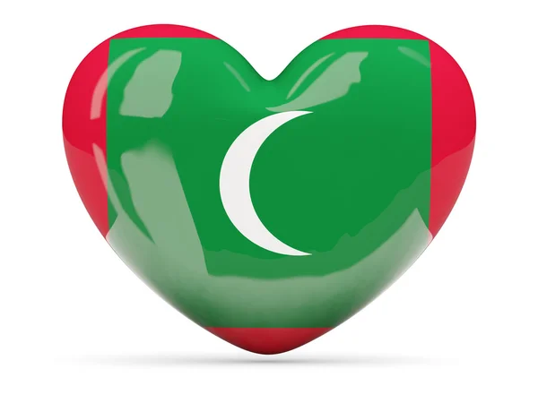 Ikona z flaga Malediwów w kształcie serca — Zdjęcie stockowe