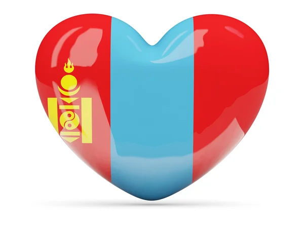 Icono en forma de corazón con bandera de mongolia — Foto de Stock