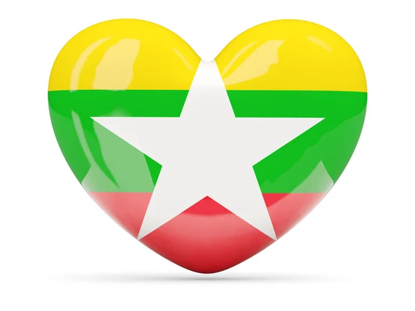 Ícone em forma de coração com bandeira de Mianmar — Fotografia de Stock