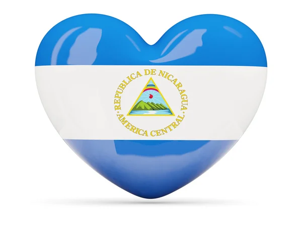 Ícone em forma de coração com bandeira de nicarágua — Fotografia de Stock