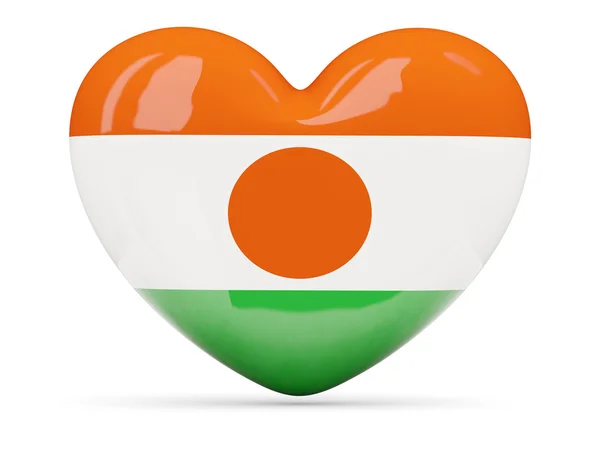 Heart shaped icon with flag of niger — Stock Photo, Image
