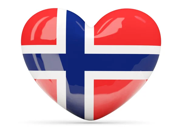 Szív alakú ikon-val a Norvégia lobogója — Stock Fotó