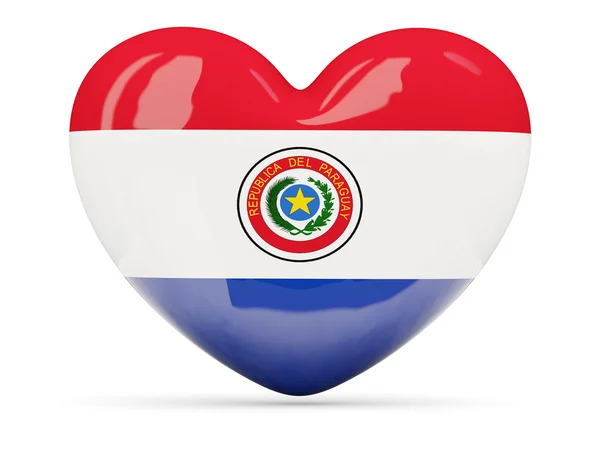 Icône en forme de coeur avec drapeau du paraguay — Photo