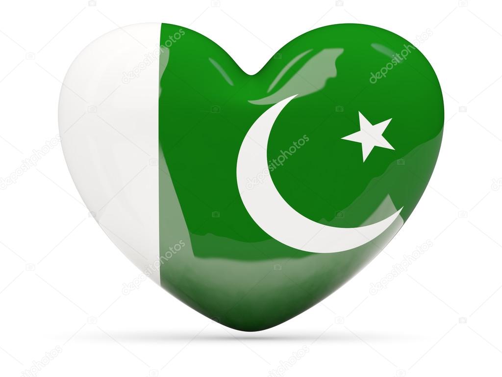 Heart shaped icon with flag of pakistan