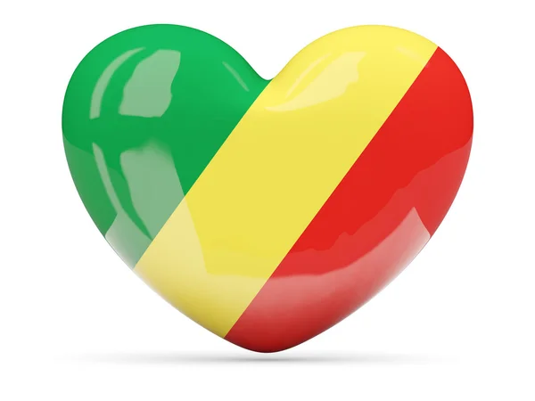 Ícone em forma de coração com bandeira da república do congo — Fotografia de Stock