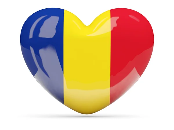 Ikona s Rumunská vlajka ve tvaru srdce — Stock fotografie
