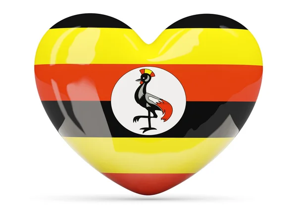 Icona a forma di cuore con bandiera di uganda — Foto Stock