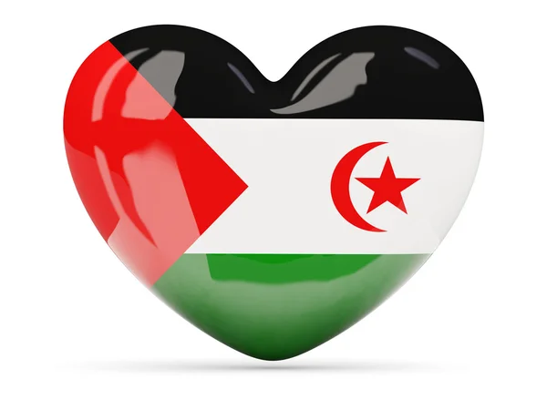 Ikona z flagą Sahary Zachodniej w kształcie serca — Zdjęcie stockowe