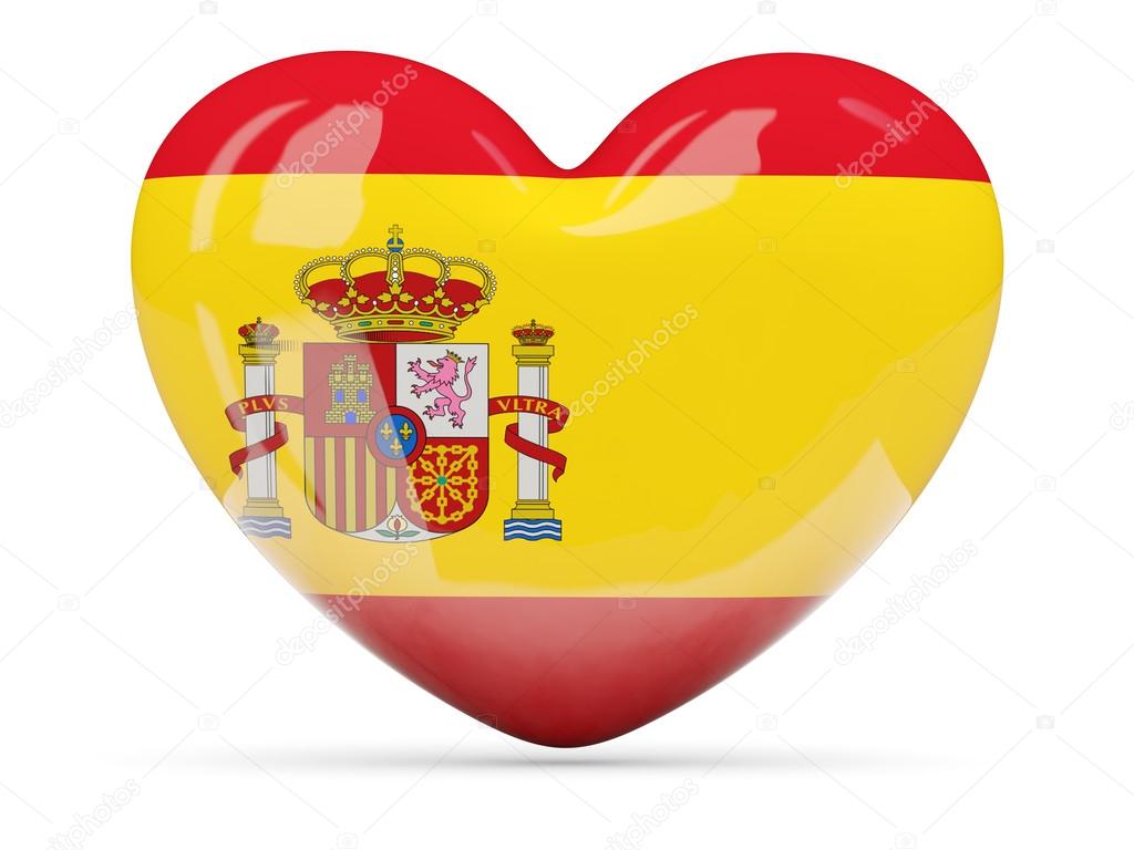 Corazón en forma de icono con la bandera de España — Foto ...