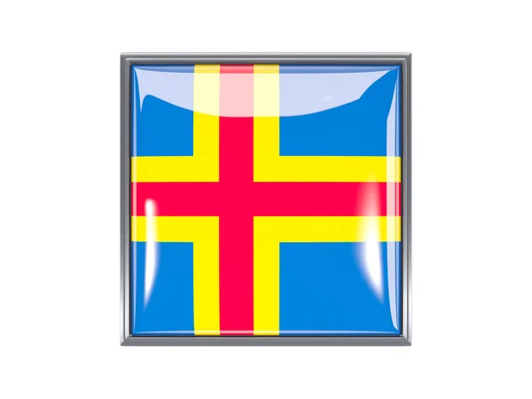 方形图标与奥兰群岛旗帜 — 图库照片
