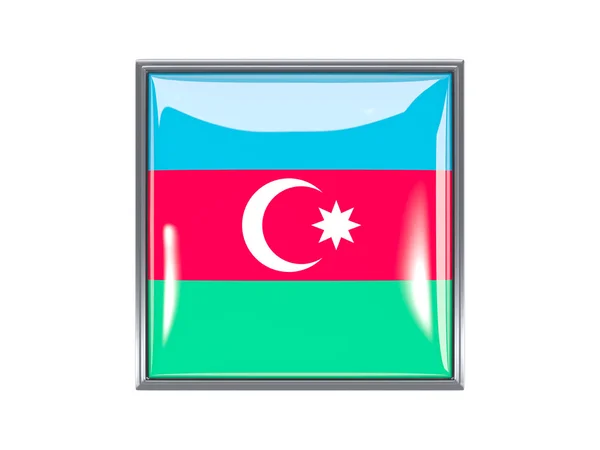 Čtvercová ikona s vlajka Ázerbájdžánu — Stock fotografie