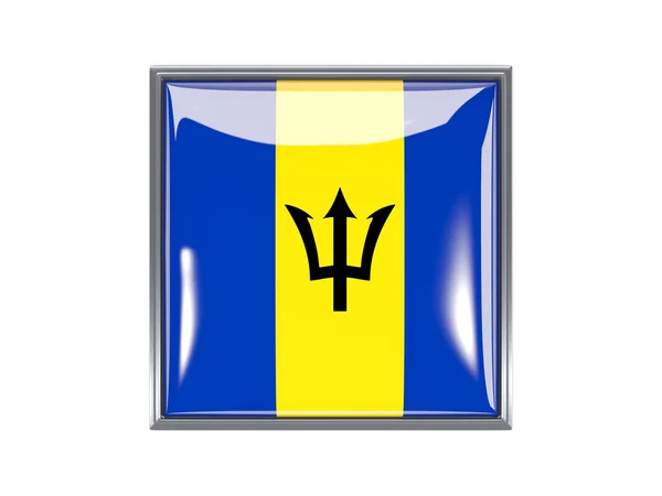 Barbados bayrağı ile kare simgesi — Stok fotoğraf