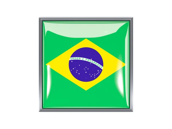 Ícone quadrado com bandeira do brasil — Fotografia de Stock