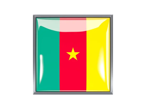 Ikona kwadratu z flaga Kamerunu — Zdjęcie stockowe