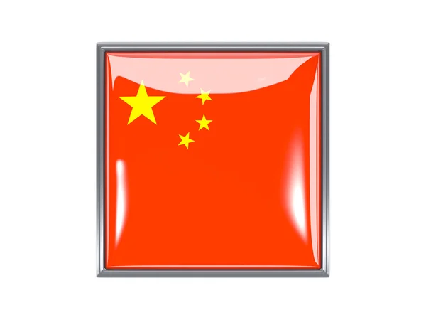 Fyrkantig ikon med flagga Kina — Stockfoto
