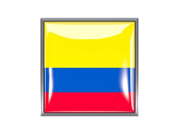 Ícone quadrado com bandeira de colômbia — Fotografia de Stock