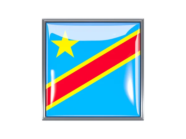 Ícone quadrado com bandeira da república democrática do congo — Fotografia de Stock