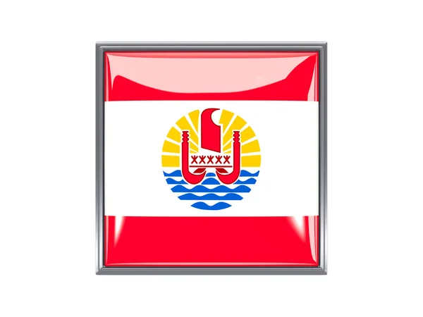 Ícone quadrado com bandeira da polinésia francesa — Fotografia de Stock