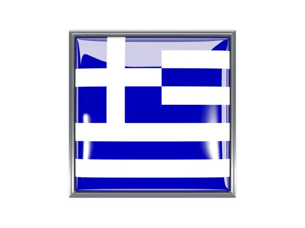 Quadratische Ikone mit griechischer Flagge — Stockfoto