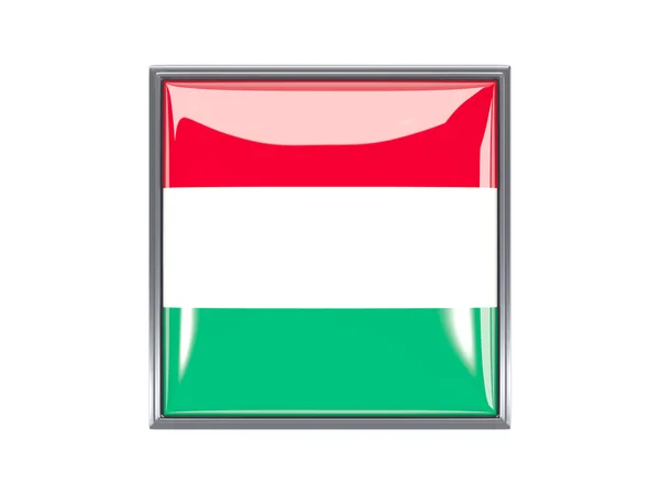 Icona quadrata con bandiera ungherese — Foto Stock