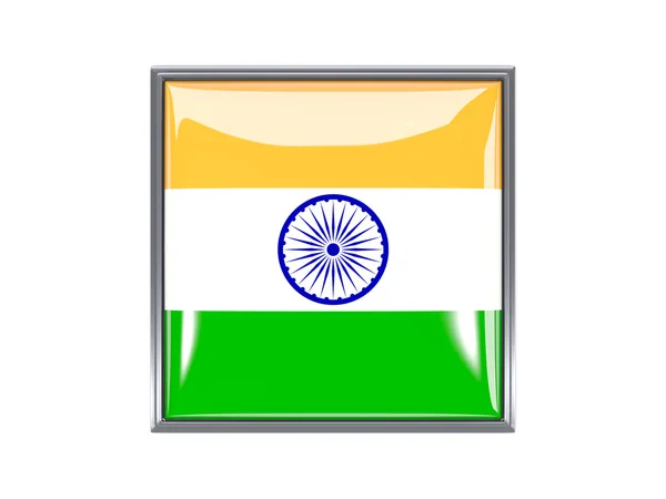 Square icon with flag of india — Stock Photo, Image