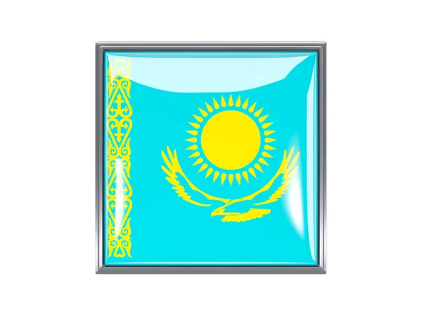 Icono cuadrado con bandera de kazakhstan —  Fotos de Stock