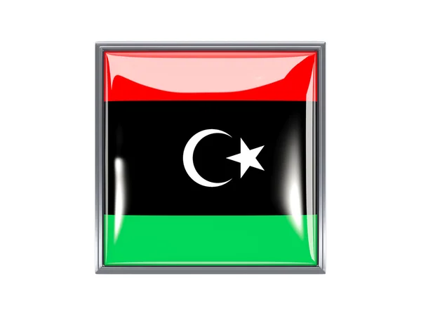 Icona quadrata con bandiera di libya — Foto Stock