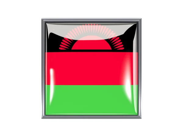 Ícone quadrado com bandeira de malawi — Fotografia de Stock
