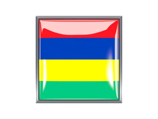 Ícone quadrado com bandeira de Mauritius — Fotografia de Stock