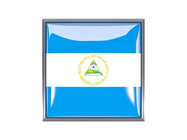 Quadratische Ikone mit Flagge Nicaraguas — Stockfoto