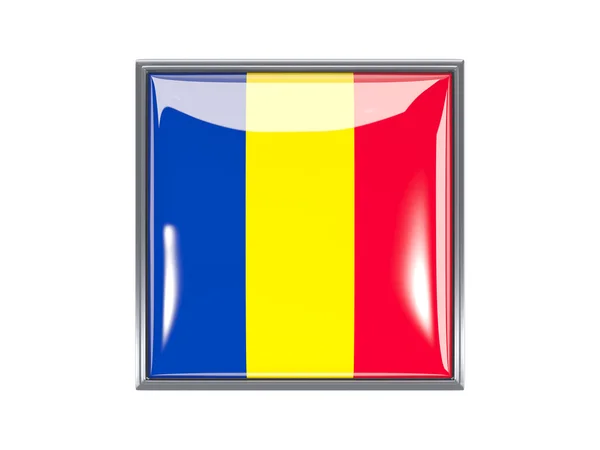 Icono cuadrado con bandera de romania —  Fotos de Stock