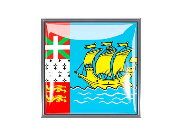 Vierkante pictogram met de vlag van saint pierre en miquelon — Stockfoto