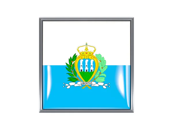 Ícone quadrado com bandeira de san marino — Fotografia de Stock