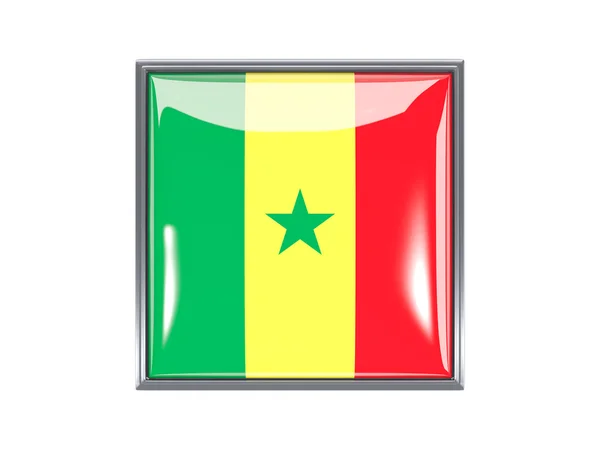 Ícone quadrado com bandeira do Senegal — Fotografia de Stock