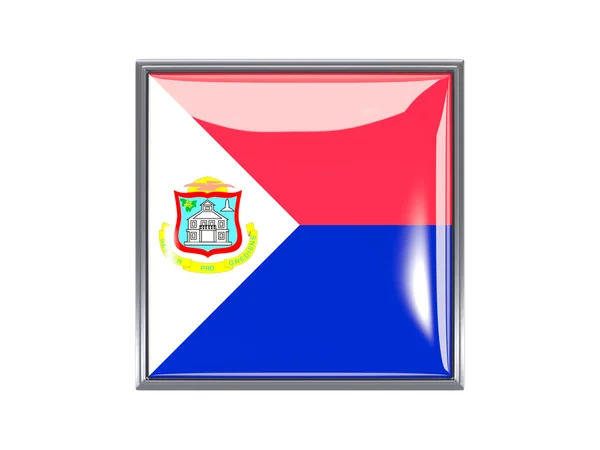 Icono cuadrado con bandera de sint maarten — Foto de Stock