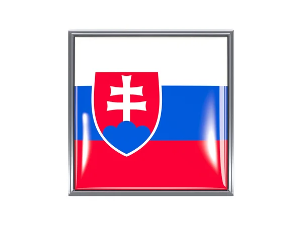 Čtvercová ikona s vlajkou Slovenska — Stock fotografie
