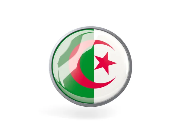 Icono redondo con bandera de algeria — Foto de Stock