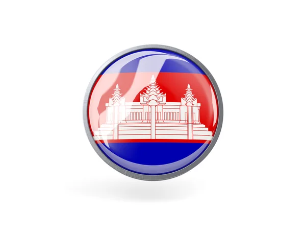 Runde Ikone mit Kambodschanischer Flagge — Stockfoto