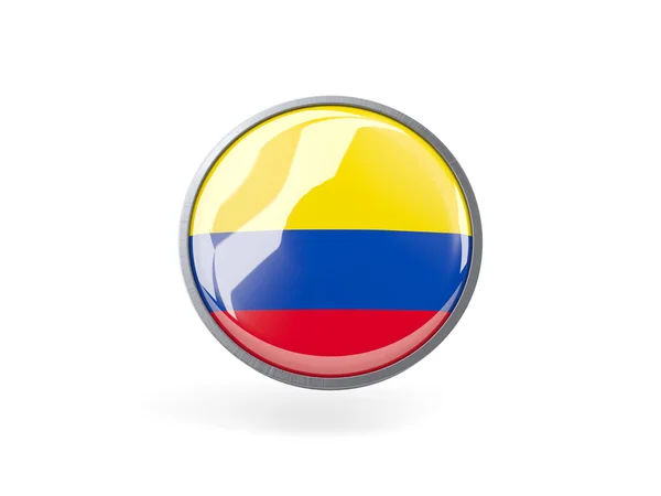 Icono redondo con bandera de Colombia — Foto de Stock