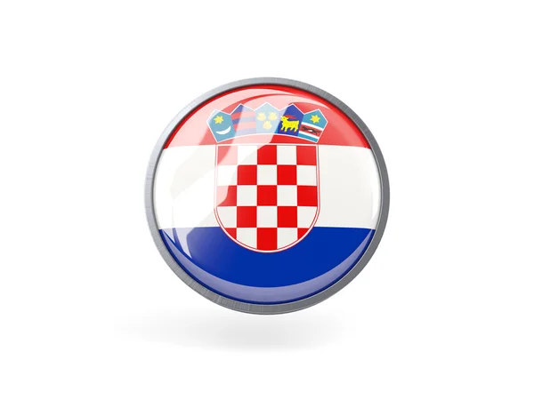 Icono redondo con bandera de croacia — Foto de Stock