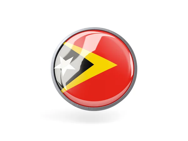 Icono redondo con bandera de Timor Oriental — Foto de Stock