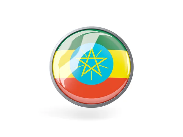 Icono redondo con bandera de ethiopia — Foto de Stock