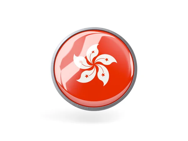 Icona rotonda con bandiera di Hong Kong — Foto Stock