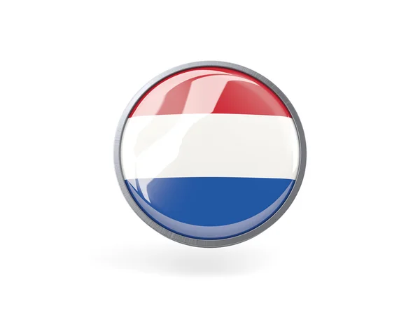 Kulatá ikona s vlajkou Nizozemska — Stock fotografie
