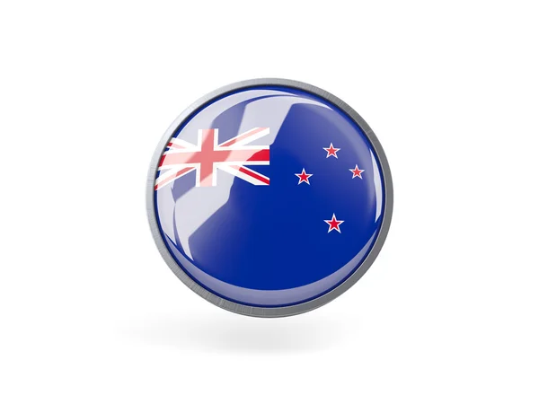 Icône ronde avec drapeau de Nouvelle-Zélande — Photo