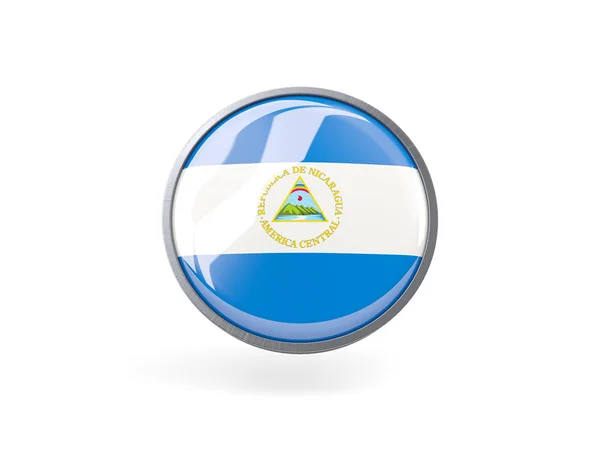 Ícone redondo com bandeira de nicarágua — Fotografia de Stock