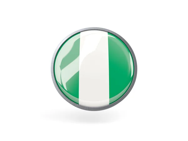 Ronde pictogram met de vlag van nigeria — Stockfoto