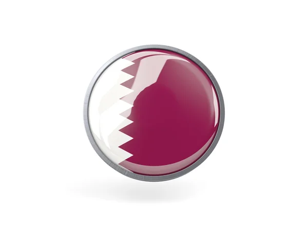 Runde Ikone mit Fahne von Katar — Stockfoto