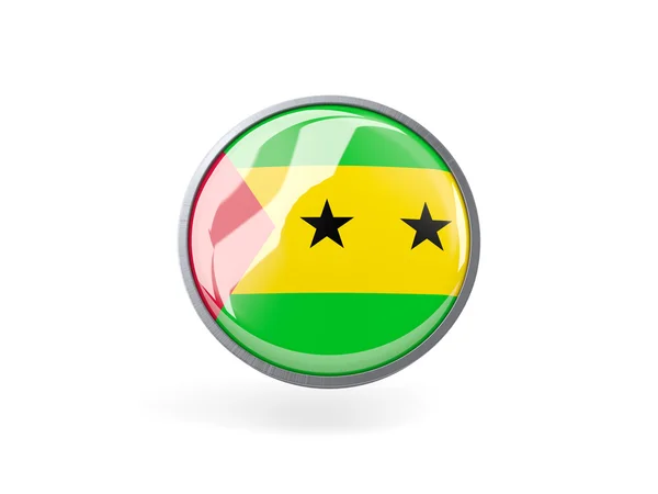 Круглая икона с флагом Сан-Томе и принципом — стоковое фото