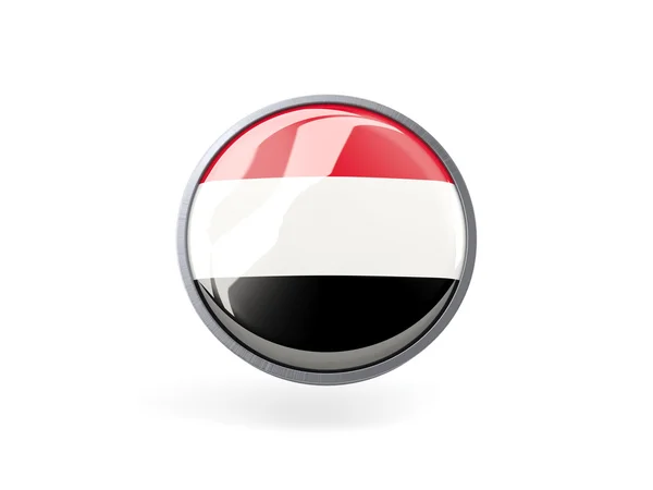 Ikon bulat dengan bendera yemen — Stok Foto